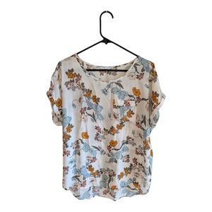 Maurices Floral Print Top in Blue and Pink